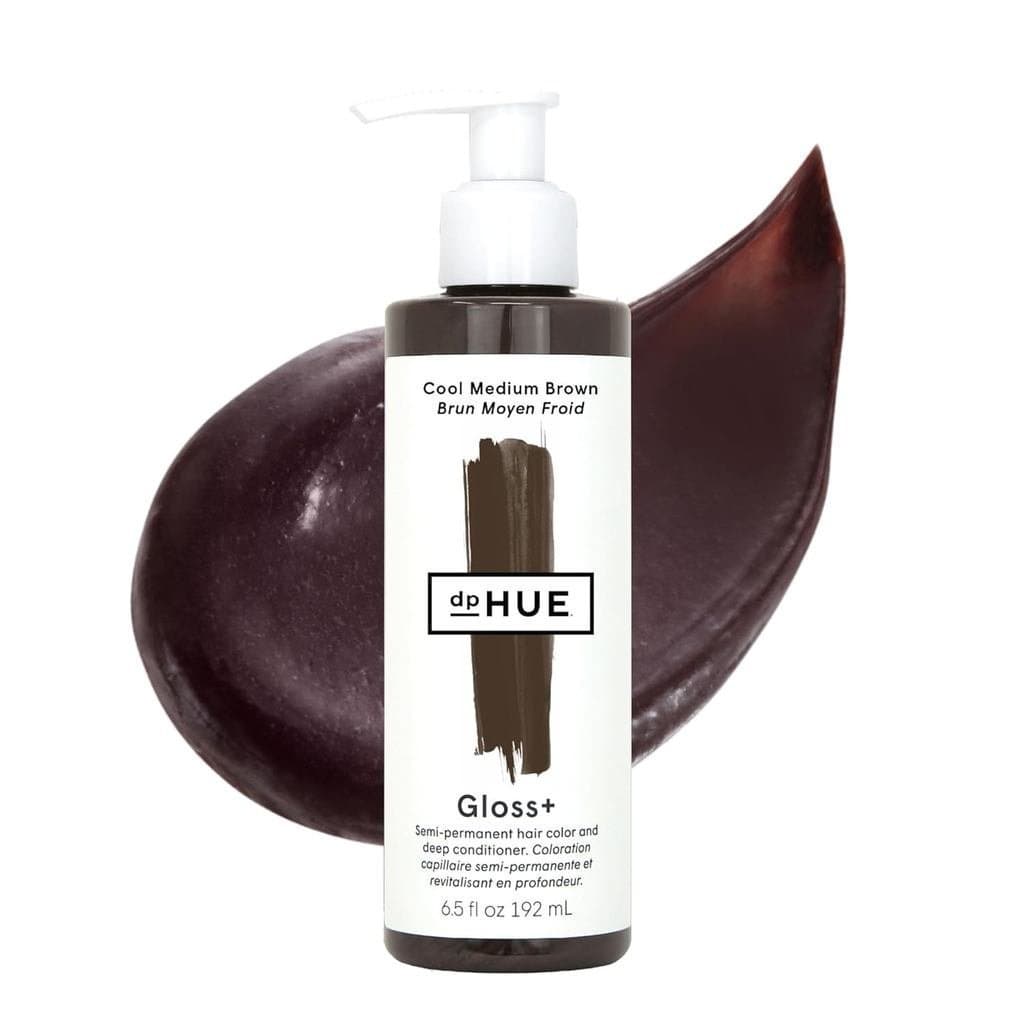 dpHUE Gloss+, Castanho Frio Médio - 6,5 onças (pode ser usado de 8 a 12 vezes) - Condicionador de coloração capilar semi