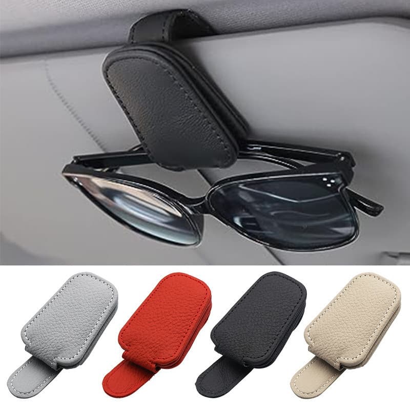 Suporte para Óculos de Sol para Carro, Suporte Magnético de Couro para Visor Solar, Acessório Cartões e Bilhetes KS