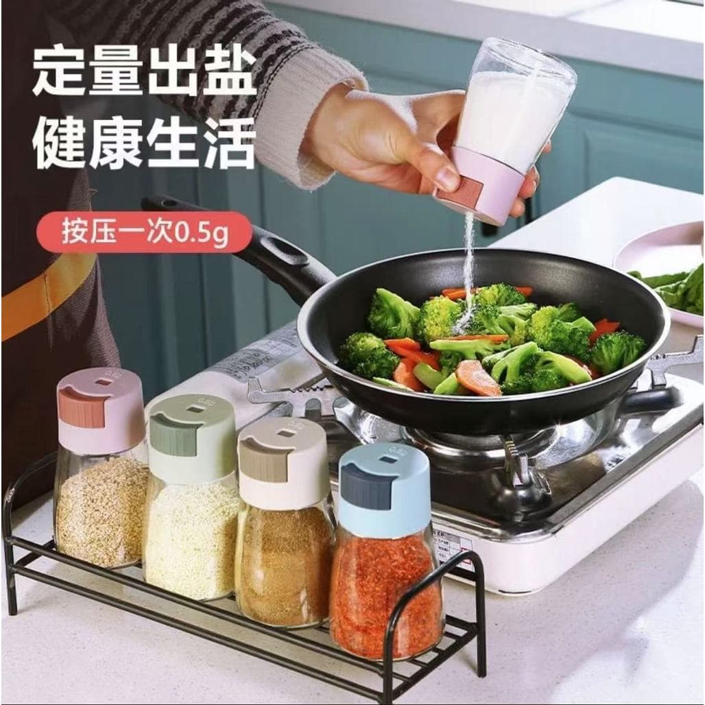 Frasco de controle quantitativo de sal para cozinha doméstica, selado, à prova de umidade, à prova de poeira, multifunci