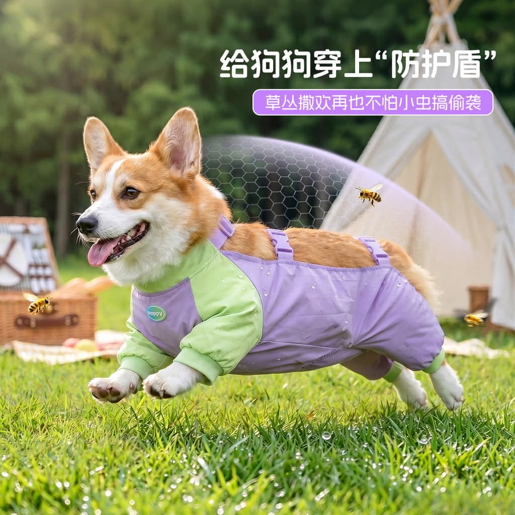 Cão Corgi verão roupas finas roupas de quatro patas capa de chuva anti-poeira calças 2026 novo estilo cão andando anti-s