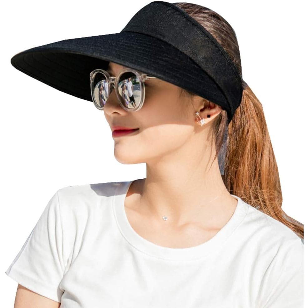 Chapéus com Viseira para Mulheres, Aba Larga, Proteção UV de Verão, Boné de Praia