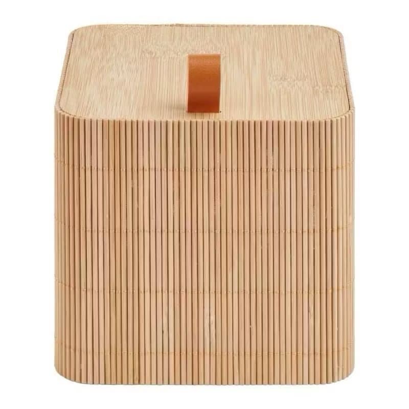 Caixa Organizadora Porta-Objetos de Bambu com Tampa - Ideal para Banheiro, Cozinha ou Escritório