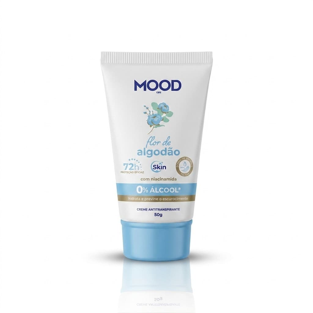 Creme Antitranspirante Mood Care Flor De Algodão 50g Proteção 72h Com Niacinamida Clareia Axilas