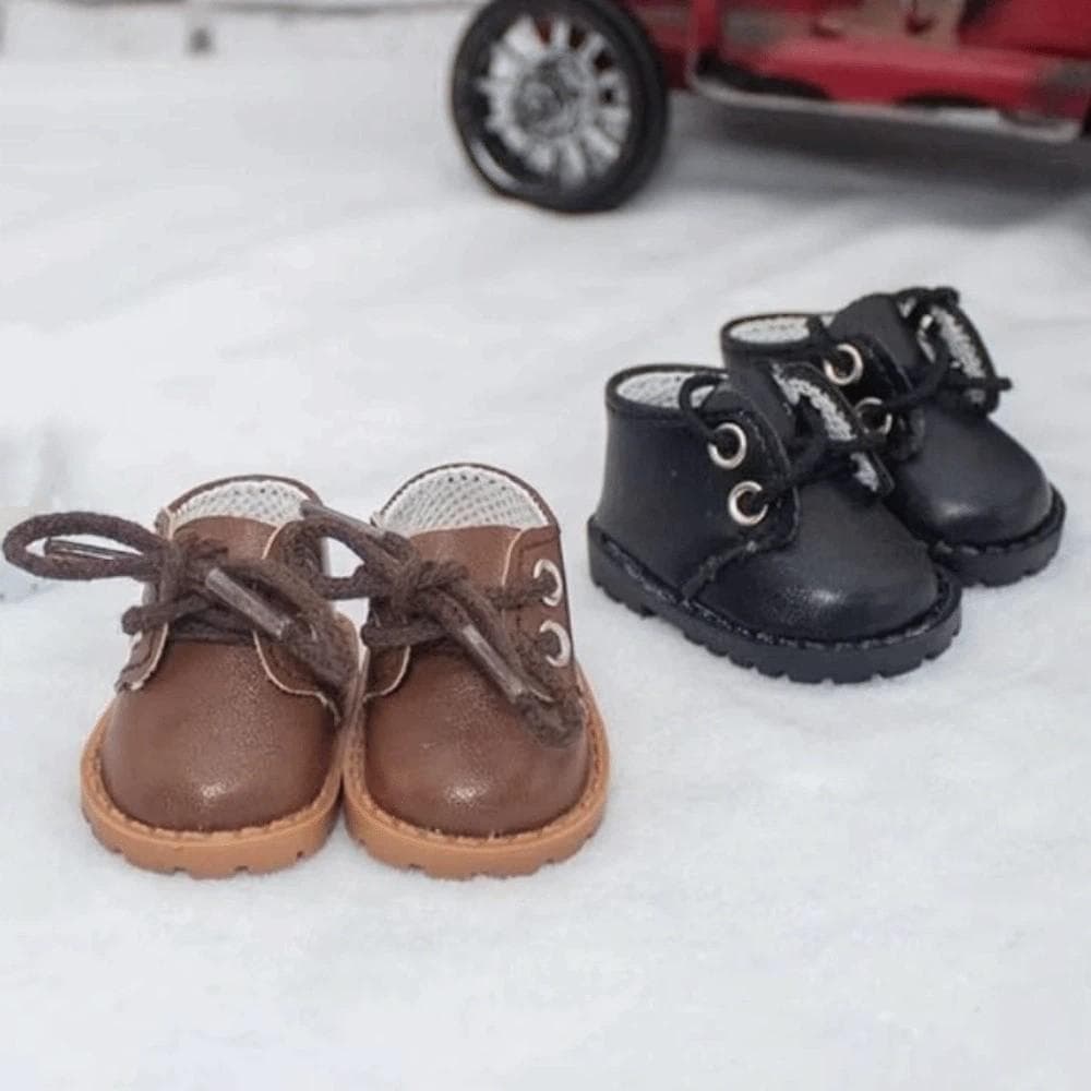 TEVO 1 Par De Sapatos De Boneca BJD PU , De Algodão De 20cm , Couro Mini Botas EXO De 5.5cm
