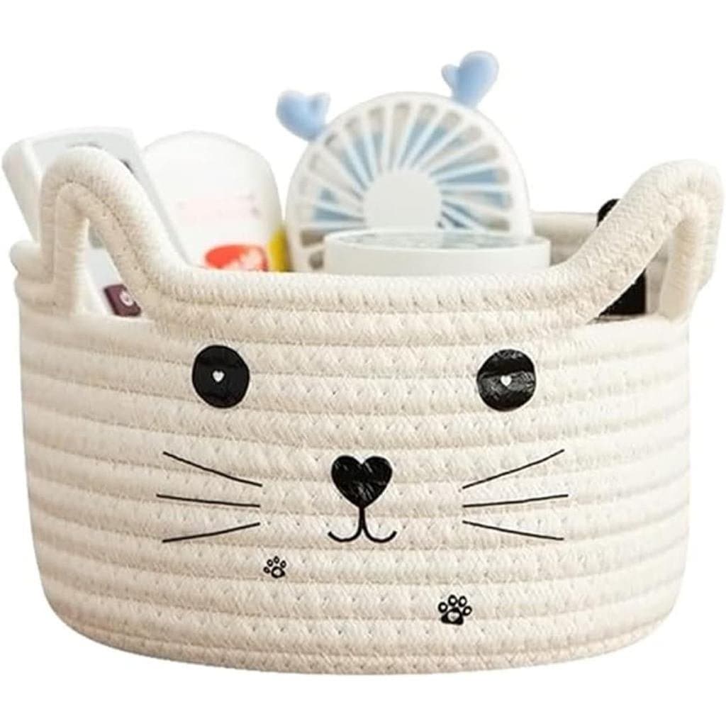 Cesta de brinquedos para gatos Jialejie, cesta dobrável com capa de algodão macio, grande capacidade com alça.