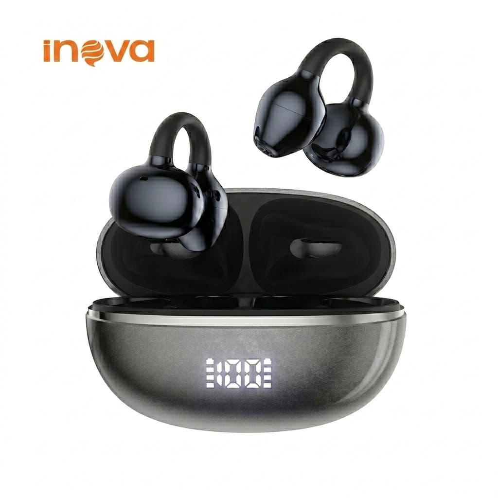 Fone de Ouvido Sem Fio Bluetooth 6.0 Clip Open Ear com Display LED