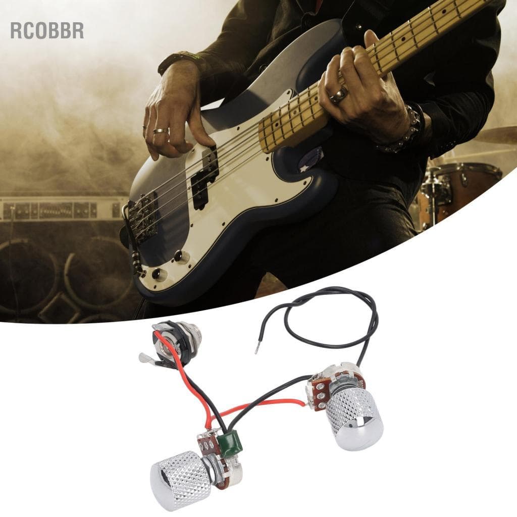 Rcobbr Chicote de fiação de guitarra elétrica rcube antiderrapante A500K + B500K Jack Knob Pickup Switch baixo ruído