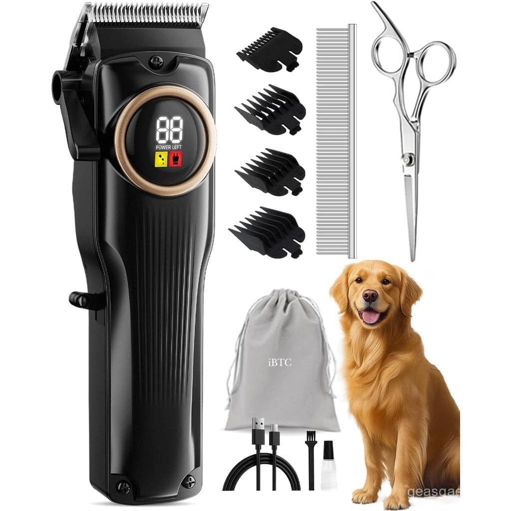 Conjunto de Máquina de Tosa para Animais de Estimação iBTC para Pelagem Espessa e Densa, Aparador de Cabelo Profissional