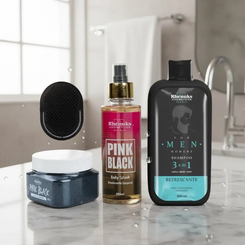 Kit For Men + Escova Pata + Esfoliante + Body Splash Black
