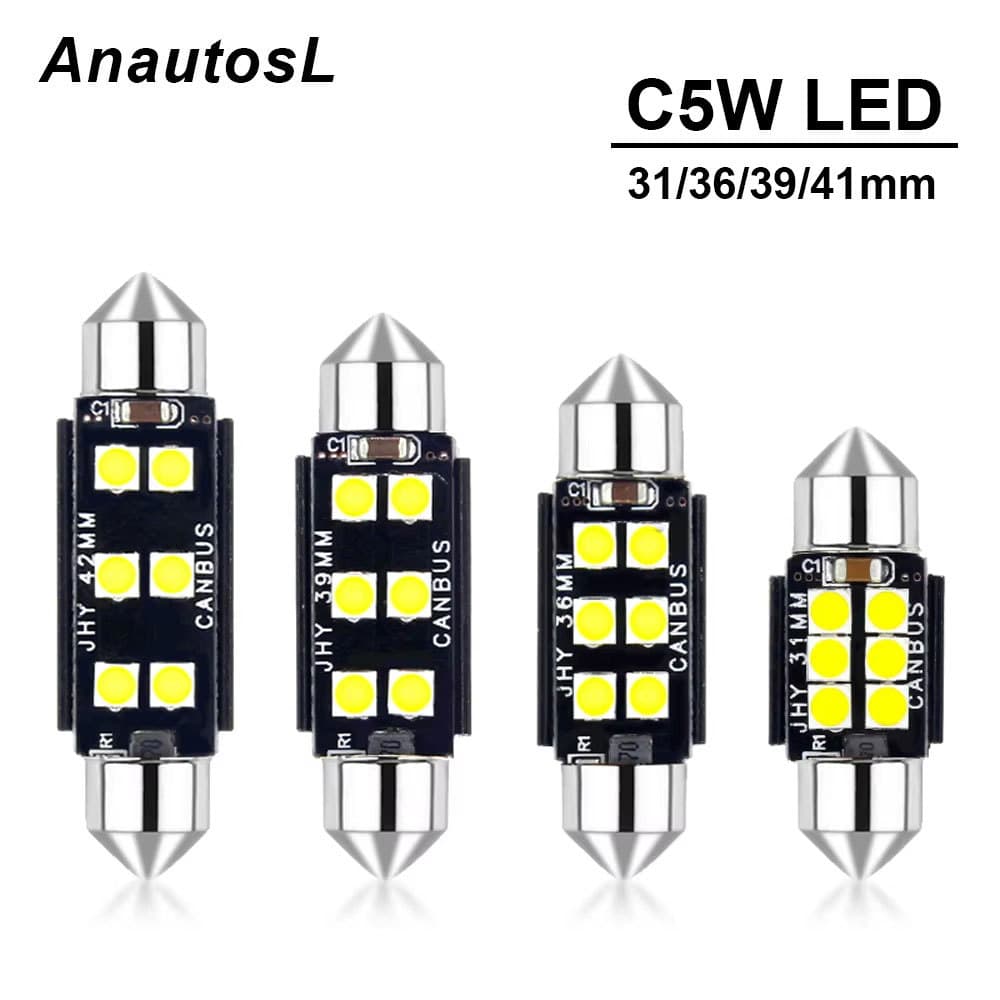 2/4pcs 12V Branco Brilhante 6411 6418 C5W Festoon Lâmpadas LED Sem Erros 31/36/39/41Mm Para Mapa Interno Cúpula Luzes De