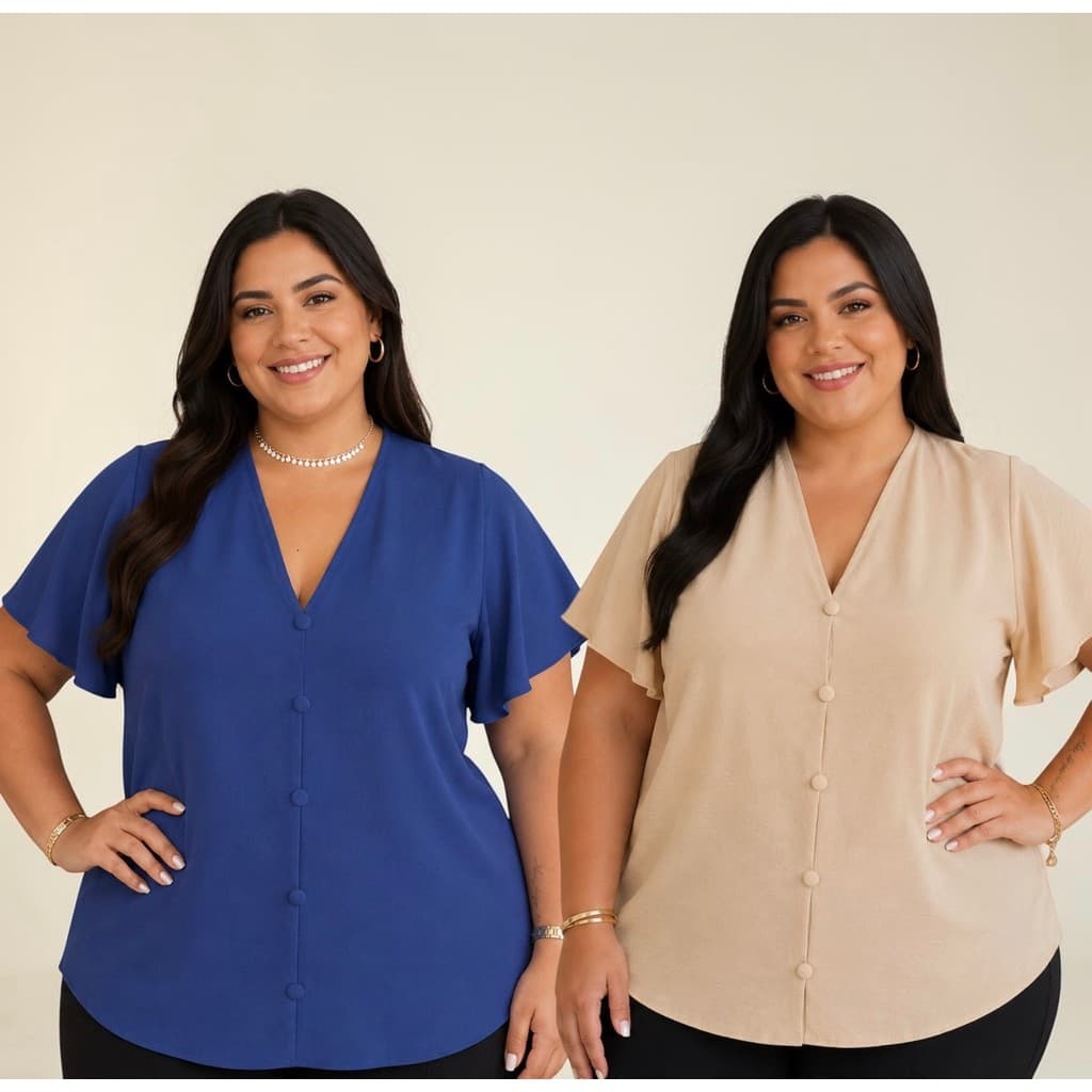 Blusa Feminina GG G1 G2 G3 Plus Size Duna Leve Respirável Estilo Camisa Casual