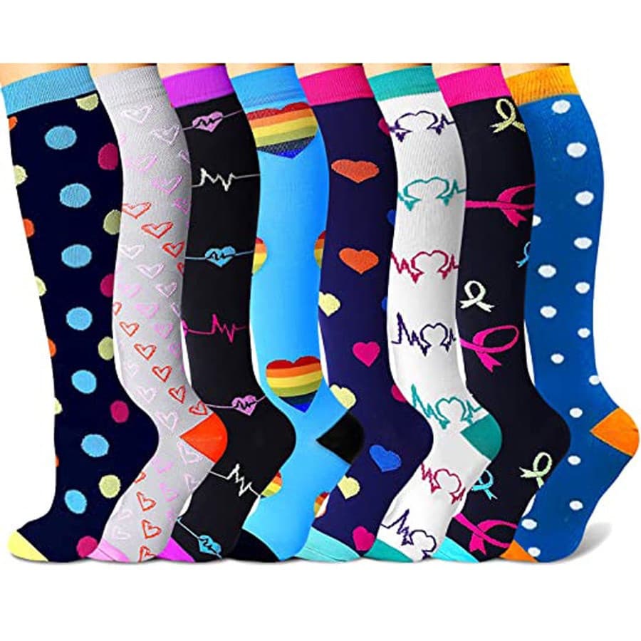 Meias de Compressão Unissex/Nylon/Esportivas/Meias Happy Socks/Meias de Compressão para Saúde para Homens e Mulheres U9Q