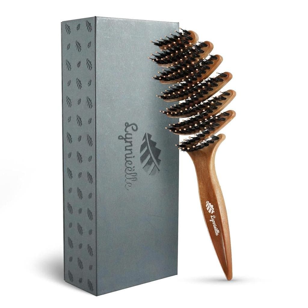 Escova de Cabelo de Cerdas de Javali para Cabelos Finos - Escova Desembaraçadora Ventilada para Cabelos Molhados, Ideal