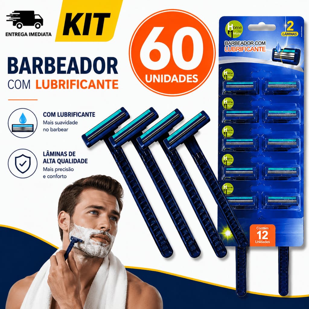 KIT BARBEADOR 60/48/24/12 Barbeador Descartável com Lubrificante Premium