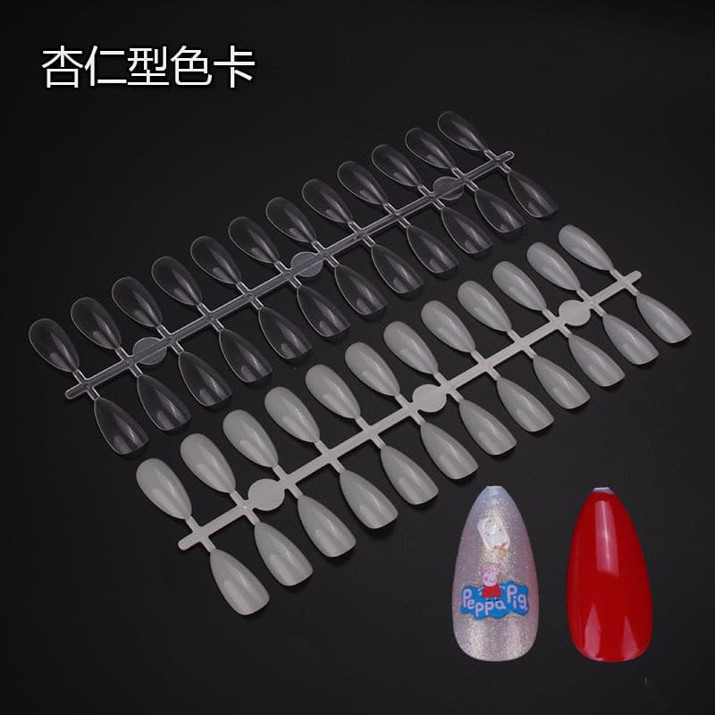 Manicure novo estilo estilo japonês amêndoa peça de unha pontiaguda forma de gota de água prática peça de unha cartão co