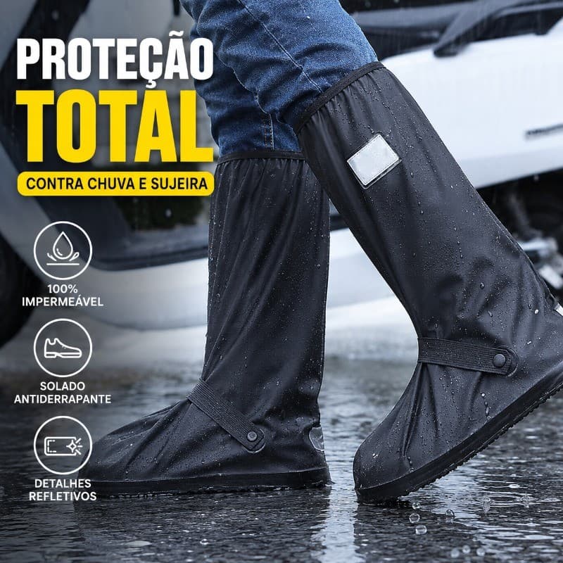 Bota Galocha Polaina Impermeável Motoqueiro para Chuva Cobre Sapato Borracha Antiderrapante