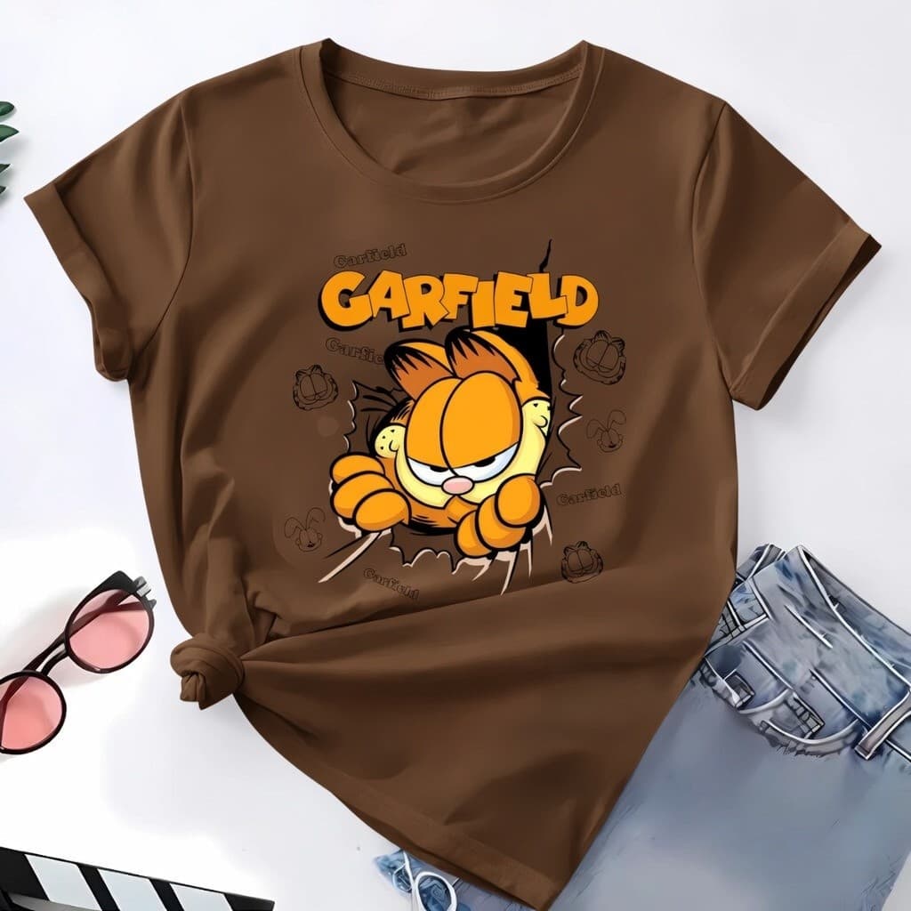 Blusa Camisetão Linda 100% Algodao Camiseta Feminina Garfild Desenho Camisa Premium