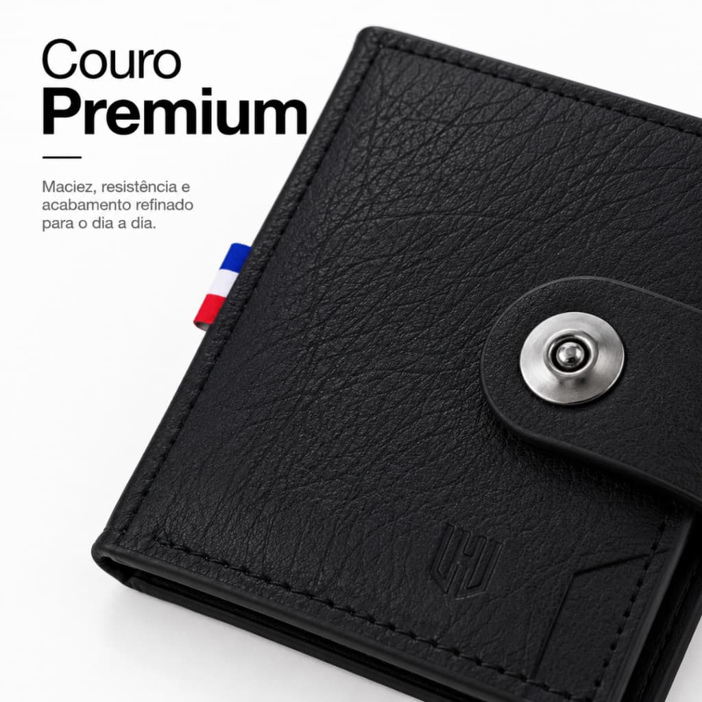 Carteira Masculina Porta Cartão Fechamento c/ Botão