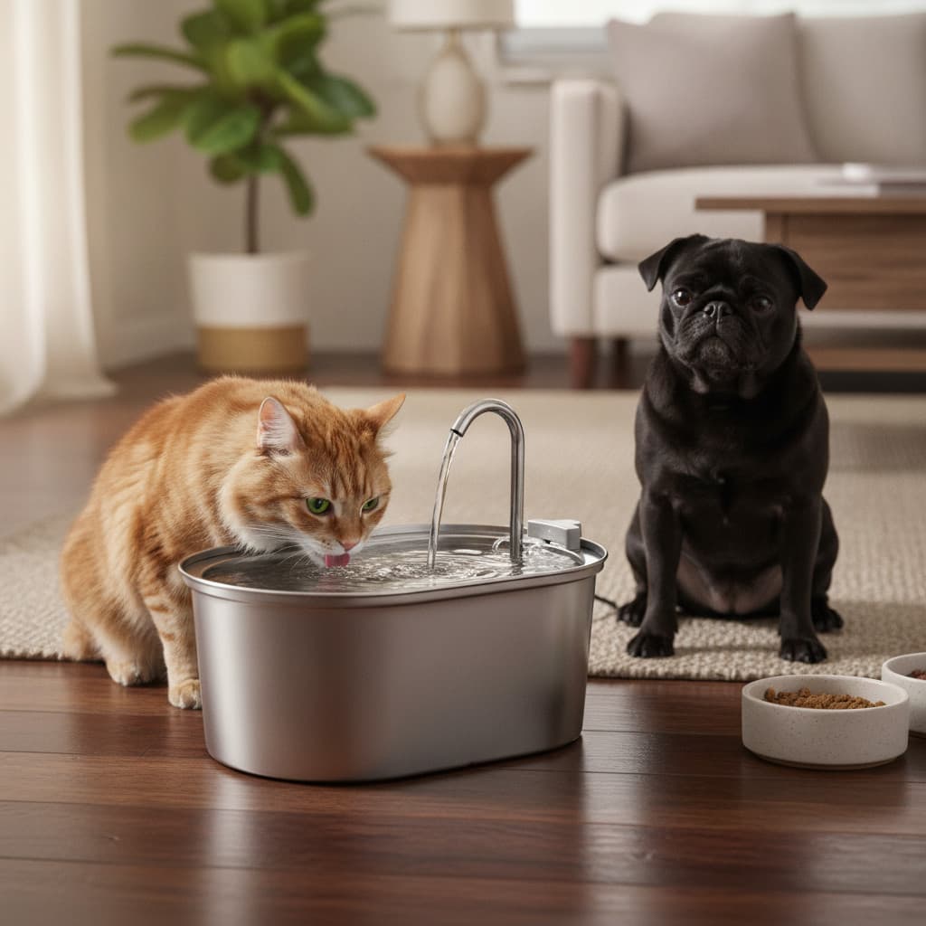 Fonte Bebedouro Pet Inox Premium Fluxo Contínuo Silenciosa Bivolt Cães Gatos Higiênica Saúde Re