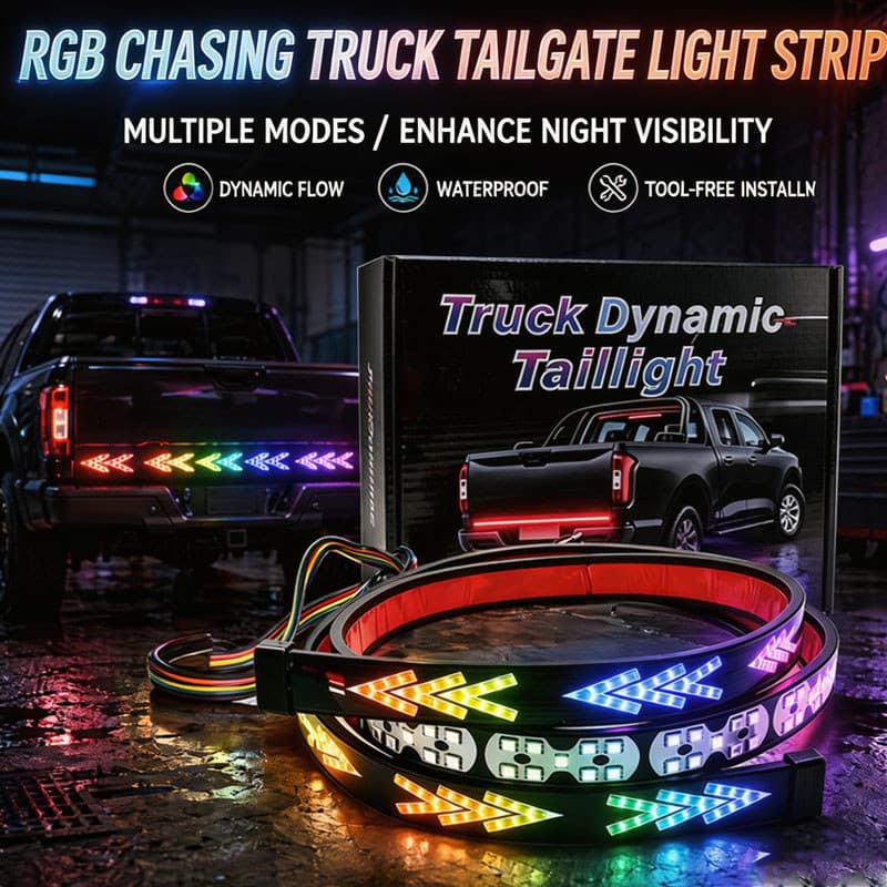 Dinâmico Colorido 12V 24V RGB Captador Sinal De Volta Luz Traseira Caminhão Recipiente Carga Jeep RV SUV Tira Freio LED