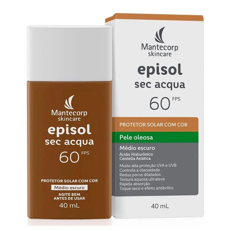 Protetor Solar Facial Episol Sec Acqua FPS 60 Médio Escuro - 40ml