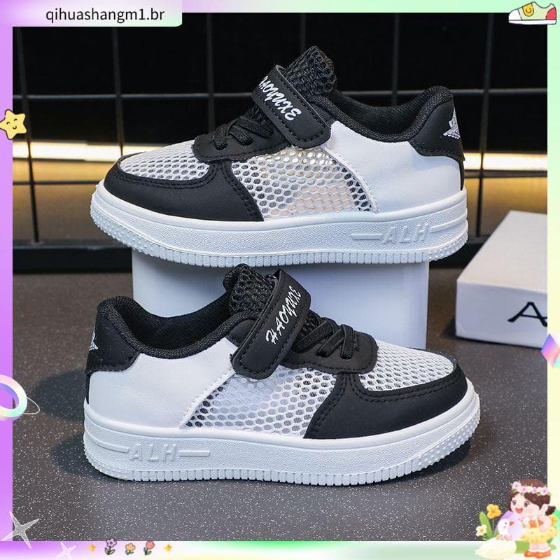 Meninos verão oco respirável malha sapatos tênis infantis novo estilo primavera outono Ultra-leve médio grande sapatos e