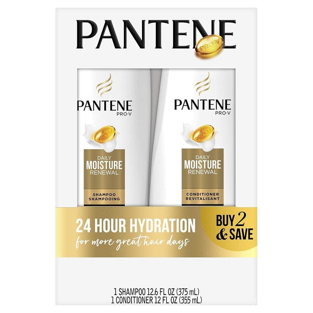 340,2g de shampoo, 357,2g de conjunto hidratante Pantene, shampoo diário de 12 oz, condicionador de 12 oz SEVE