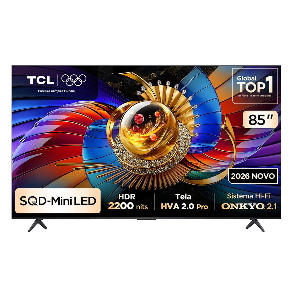 Smart TV TCL 85 Polegadas SQD-Mini LED 4K Q7D Pro WiFi Bluetooth Google TV HDR10+ 144 Hz 85Q7DPRO
