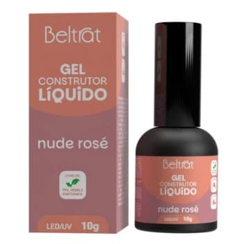 Gel Construtor Liquido Nude Rose Beltrat 10ml Gel Blindagem Unha Autonivelante Resistente Soft Nails