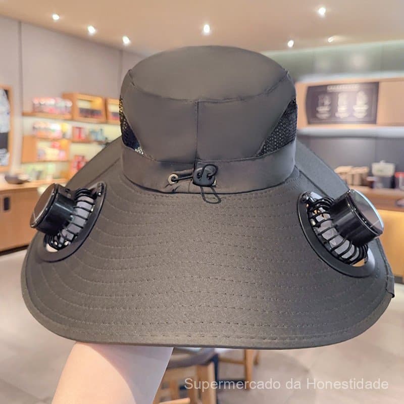Chapéu com ventilador solar e aba larga, chapéu de proteção solar para homens, chapéu de verão para pesca ao ar livre, c