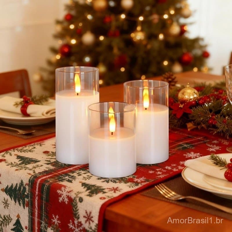 Kit Velas LED Decorativa com Vaso Acrílico - Casamento Festas  damai111