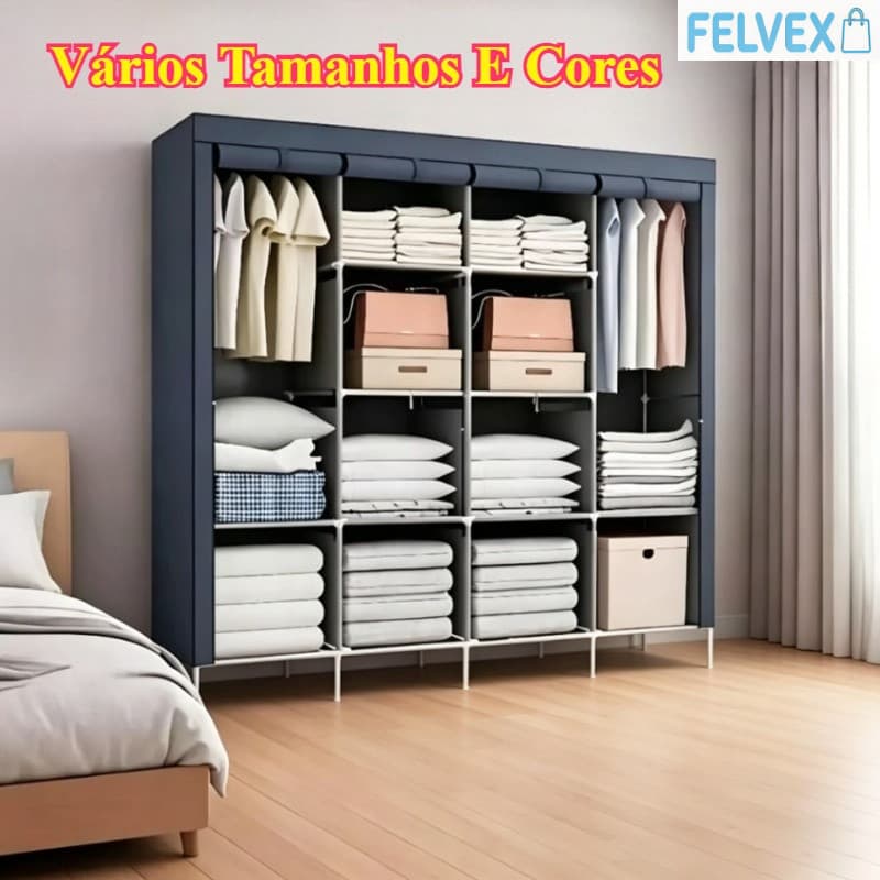 [FEL] Guarda-roupa Dobrável Moderno, Reforçado E Espesso Para Organização De Roupas, Vários Tamanhos E Cores