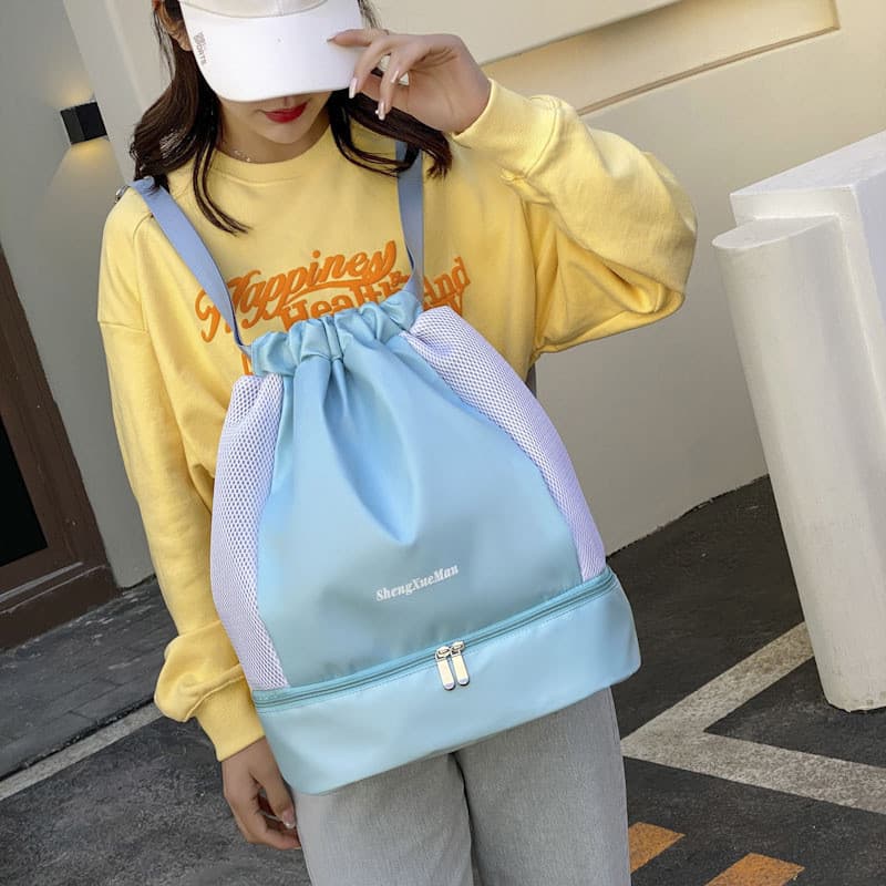 Bolsa de ginástica esportiva Bolsa de ioga Separação seca e úmida Bolsa de natação independente para armazenamento de sa