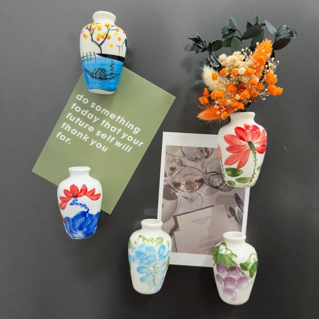 Flores pintadas à mão adesivos de geladeira de cerâmica adesivos magnéticos Design de nicho decorações criativas fortale