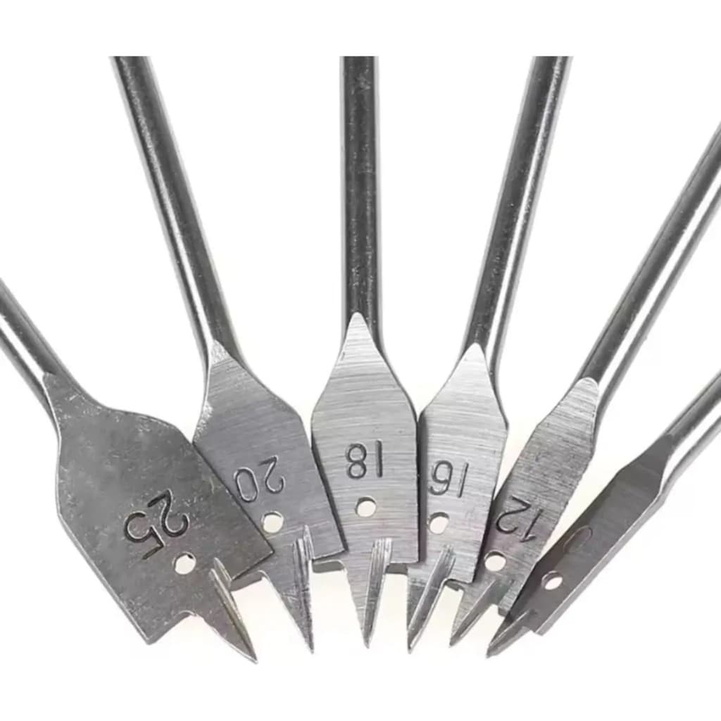 Jogo Com 6 Brocas Chatas Para Madeira Tamanhos 10 A 25mm