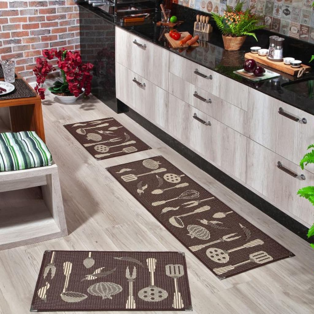 TAPETE DE COZINHA  JOGO DE COZINHA  DE SISAL  C/ QUINAS 3 Pçs