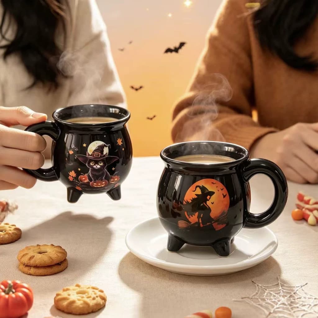 Copo de cerâmica criativo bruxa pote mágico caneca jóia labirinto bruxa Halloween cadinho xícara de café