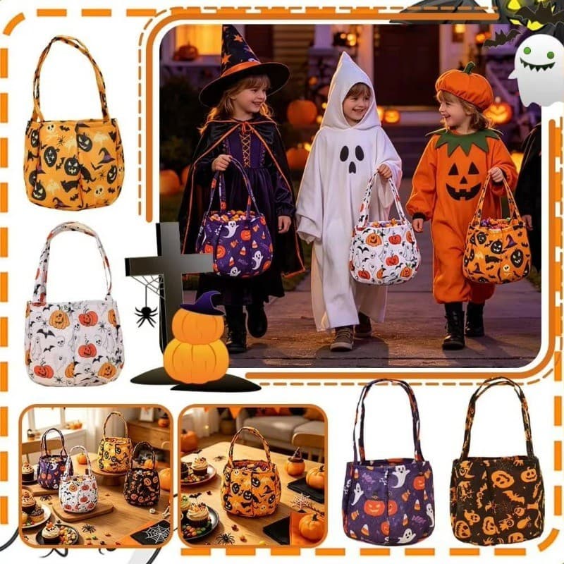 [Decoração De Halloween] Sacola De Doces-Bolsa Portátil Reutilizável De Algodão Não Tecido-Para Crianças Festa Ou Traves