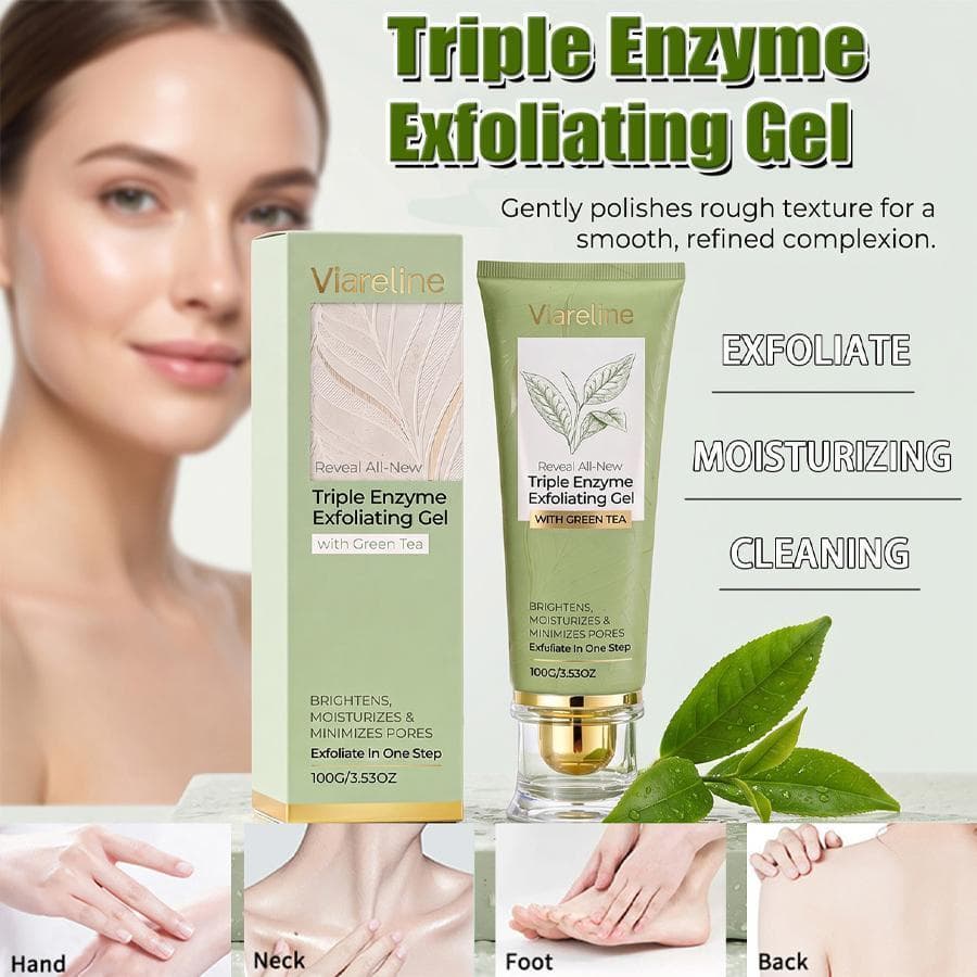Gel Esfoliante De Enzima Tripla , Limpeza Natural De Poros , Não Gorduroso Irritante , Hidratante De Chá Verde hontinvn
