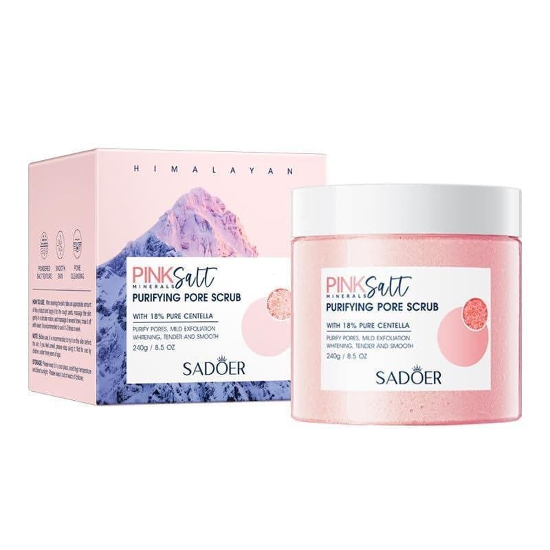 Esfoliante Corporal de Sal Rosa 8.47oz, Contendo Extrato de Rododendro Rosa, Esfoliante Corporal com Efeito Esfoliante.