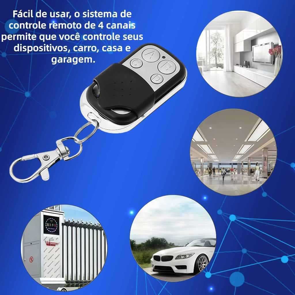 Controle Remoto 433 MHz para Portões Eletrônicos Residenciais – 4 Botões