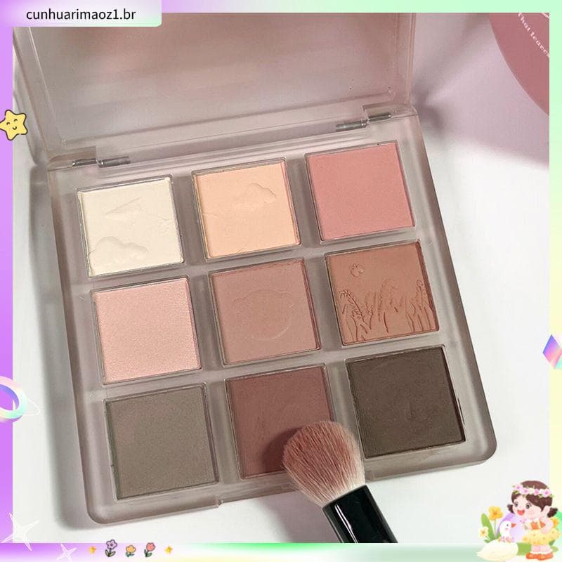 Aveia nove cores sombra leite chá bandeja baixa saturação de longa duração terra fosco alto brilho Blush contorno tudo-e