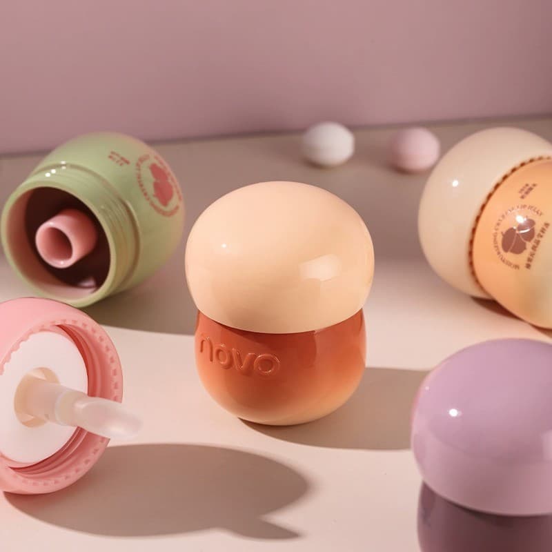 [Estoque pronto] Leite pode batom gelatinoso brilho de água espelho esmalte labial não desbotado copo antiaderente femin