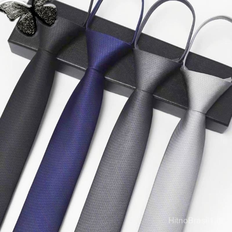 Gravata masculina formal de negócios com zíper estilo casamento, um look formal gravata unissex - COM ZIPER 5.5 CM