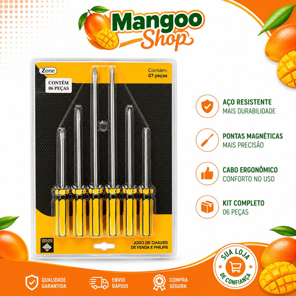 Jogo Com Chave de Fenda e Phillips Kit Profissional Imã Imantada Magnética Envio Rápido