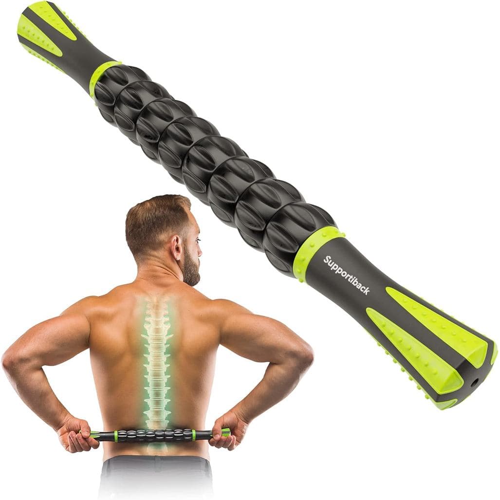 portiback - Bastão de Massagem para Terapia Muscular - 360 °   Cobertura - Engrenagens Estriadas para Liberação Profunda