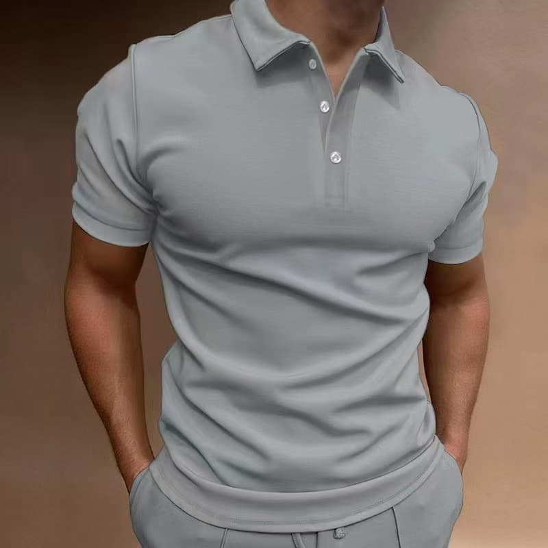 Camisa POLO masculina de tecido plano de cor sólida