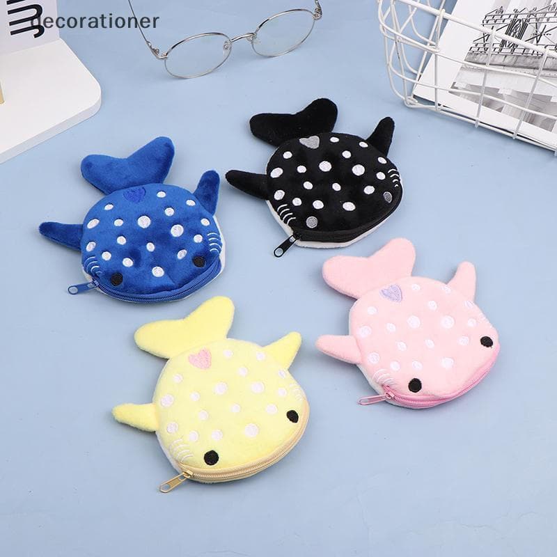 Decorador De Pelúcia Tubarão Moeda Bolsa Dos Desenhos Animados Bonito Zip Tridimensional Fone De Ouvido Carteira Chave T