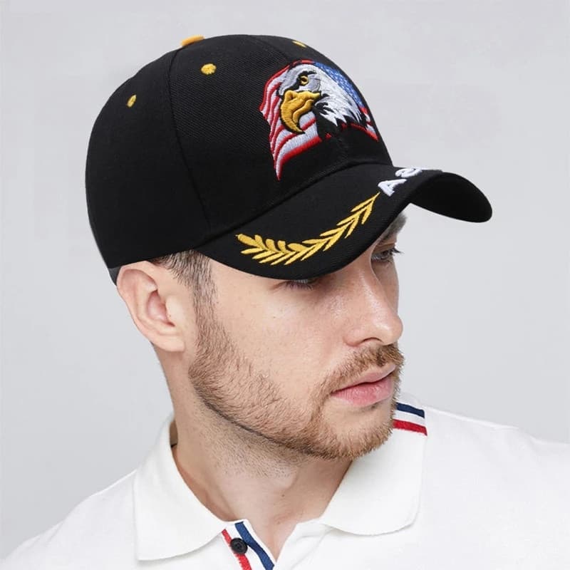 Boné de Beisebol Masculino American Eagle com Bandeira Americana, Boné Bordado Snapback, Casual de Verão, Boné Hip