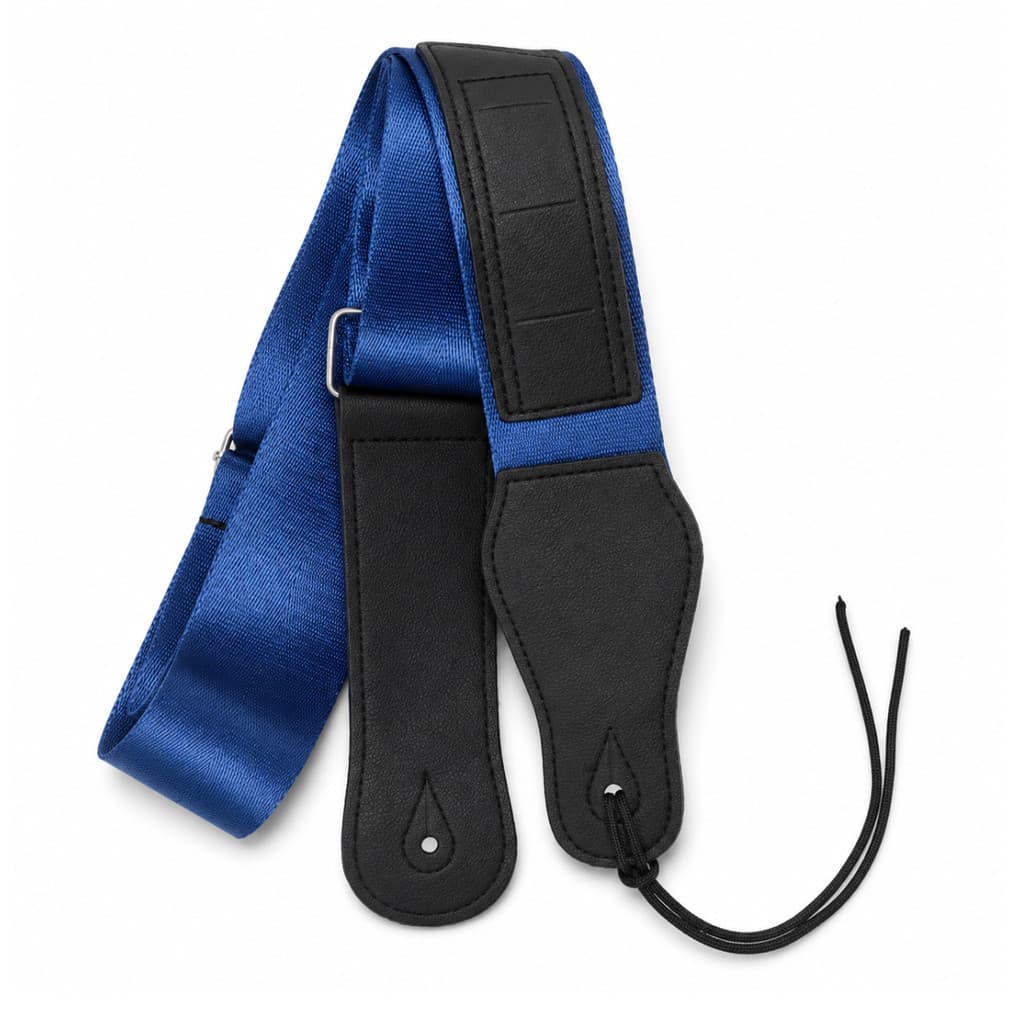Correia Azul Marinho Para Violão Guitarra Em Nylon Regulável Porta Palhetas Premium